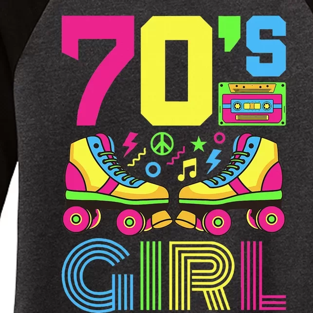 70s Girl 1970s Fashion Theme Party Outfit Seventies Costume Women's Tri-Blend 3/4-Sleeve Raglan Shirt