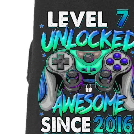 7th Gaming Birthday gift Level 7 Unlocked Awesome Video Game 2016 Birthday Doggie 3-End Fleece Hoodie