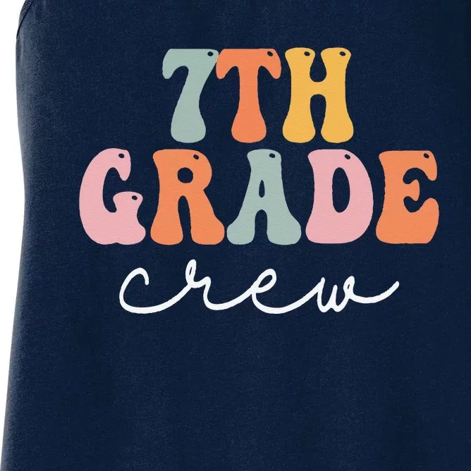 7th Grade Crew Retro Groovy Women Happy First Day Of School Women's Racerback Tank