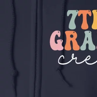 7th Grade Crew Retro Groovy Women Happy First Day Of School Full Zip Hoodie