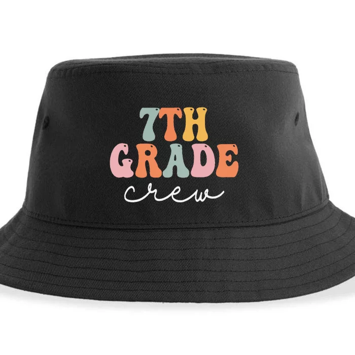 7th Grade Crew Retro Groovy Women Happy First Day Of School Sustainable Bucket Hat