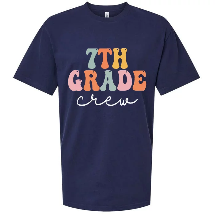 7th Grade Crew Retro Groovy Women Happy First Day Of School Sueded Cloud Jersey T-Shirt