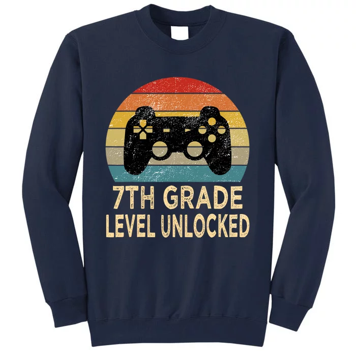 7th Grade Level Unlocked Video Gamer Back to School Vintage Tall Sweatshirt