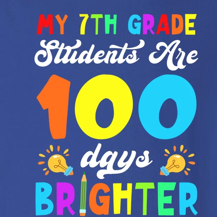 7th Grade Students Are 100 Days Brighter 100th Day Of School Gift Toddler Long Sleeve Shirt