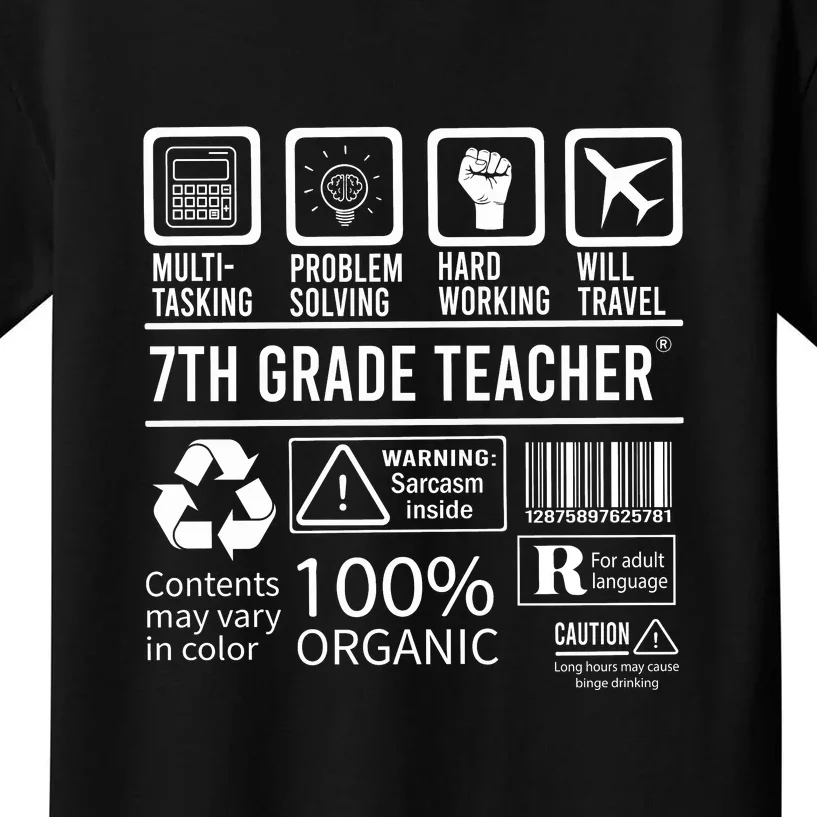 7th Grade Teacher MultiTasking Certified Job Gift Seventh Grade Kids T-Shirt