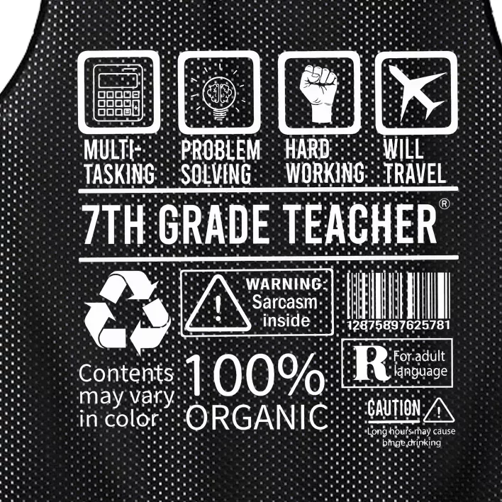 7th Grade Teacher MultiTasking Certified Job Back To School Gift Mesh Reversible Basketball Jersey Tank