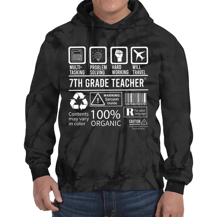 7th Grade Teacher MultiTasking Certified Job Back To School Gift Tie Dye Hoodie