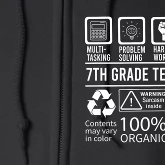 7th Grade Teacher MultiTasking Certified Job Back To School Gift Full Zip Hoodie