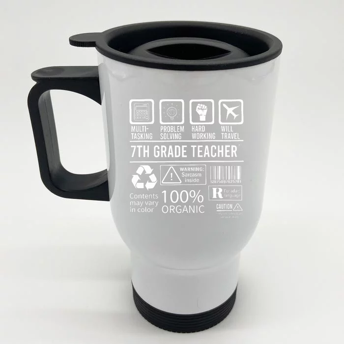 7th Grade Teacher MultiTasking Certified Job Back To School Gift Front & Back Stainless Steel Travel Mug