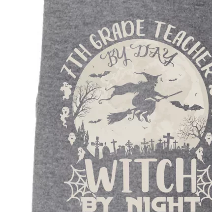 7Th Grade Teacher By Day Witch By Night Funny Halloween Gift Doggie 3-End Fleece Hoodie