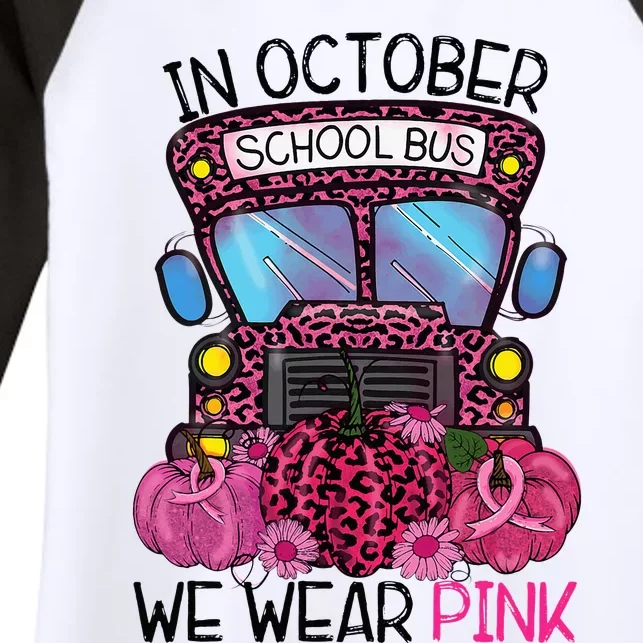 7ggL Leopard Breast Cancer Awareness Month School Bus Driver Women's Tri-Blend 3/4-Sleeve Raglan Shirt