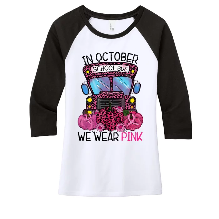 7ggL Leopard Breast Cancer Awareness Month School Bus Driver Women's Tri-Blend 3/4-Sleeve Raglan Shirt