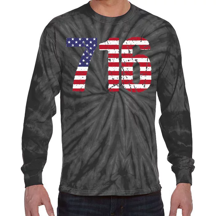 716 New York Area Code Tie-Dye Long Sleeve Shirt