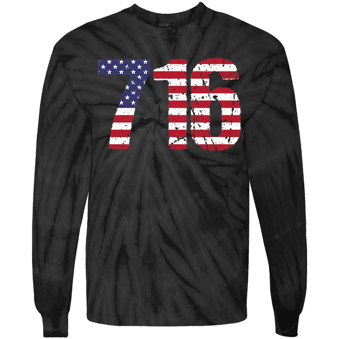 716 New York Area Code Tie-Dye Long Sleeve Shirt