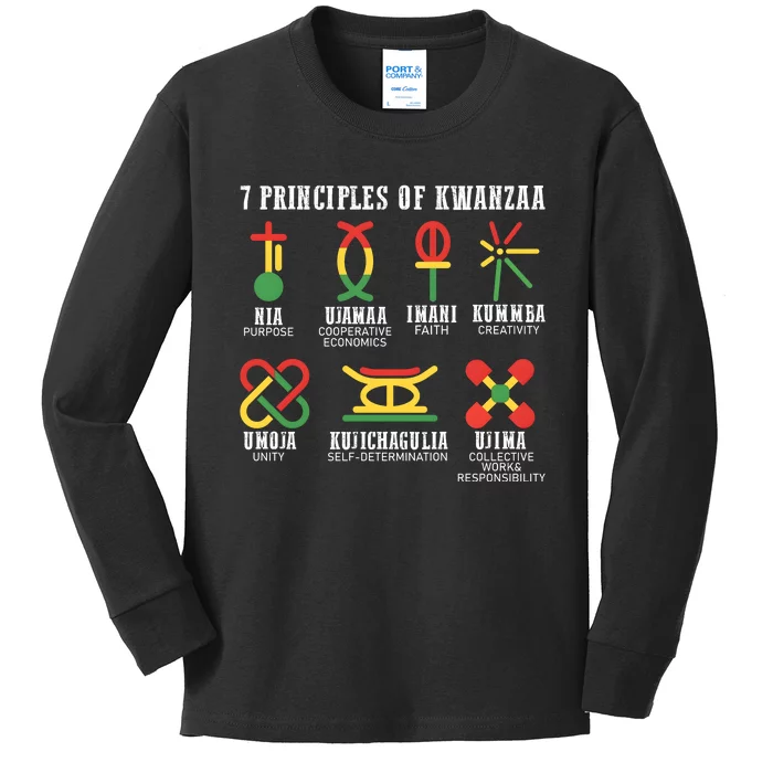 7 Principles Of Kwanzaa Jewish Happy Kwanzaa Kids Long Sleeve Shirt