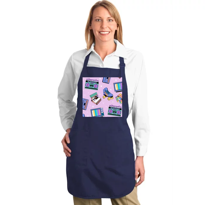 70s Retro Nostalgic Pattern Full-Length Apron With Pocket