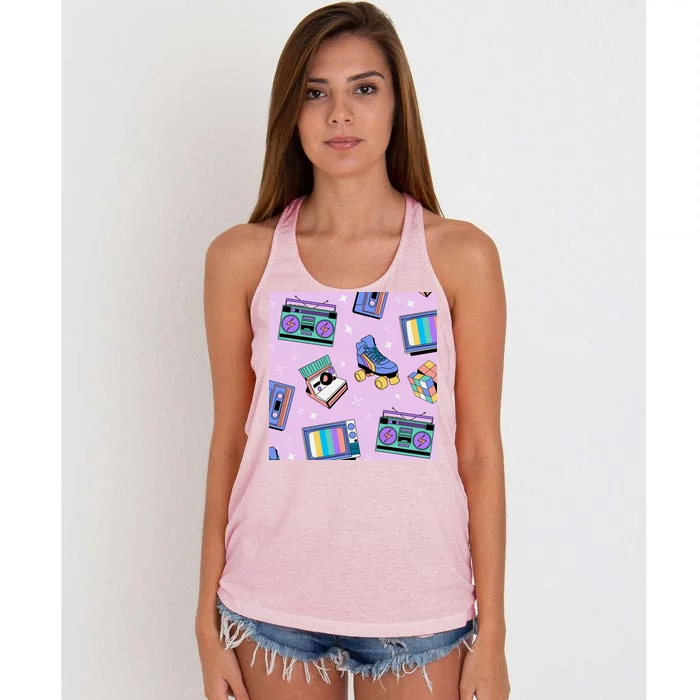 70s Retro Nostalgic Pattern Women's Knotted Racerback Tank