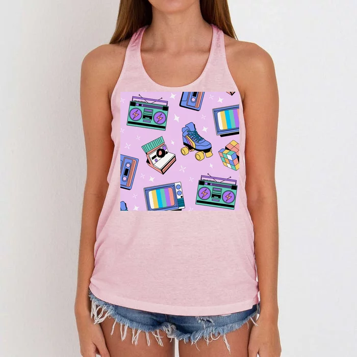 70s Retro Nostalgic Pattern Women's Knotted Racerback Tank