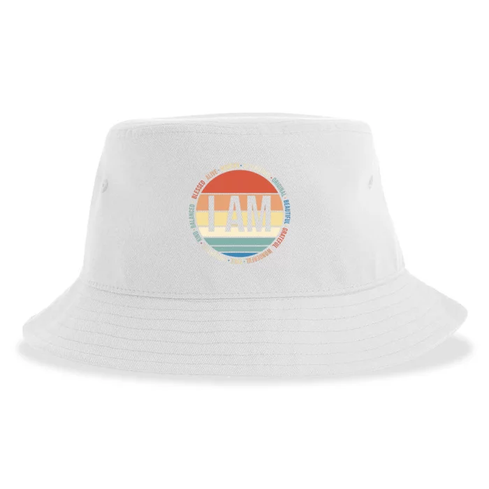 70s Retro Positive Affirmations Self Care Gift Mental Health Sustainable Bucket Hat