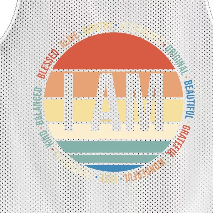 70s Retro Positive Affirmations Self Care Gift Mental Health Mesh Reversible Basketball Jersey Tank