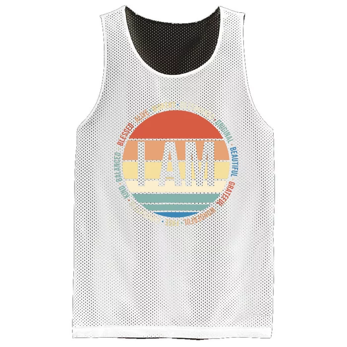 70s Retro Positive Affirmations Self Care Gift Mental Health Mesh Reversible Basketball Jersey Tank