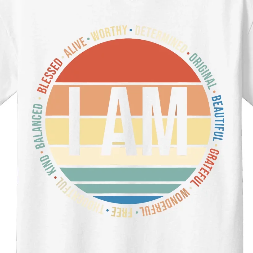 70s Retro Positive Affirmations Self Care Gift Mental Health Kids T-Shirt