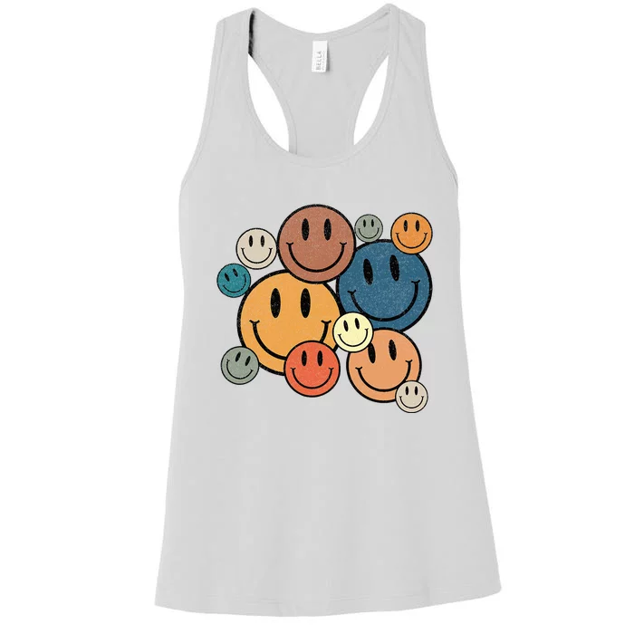 70s Retro Smile Face Cute Happy Peace Women's Racerback Tank