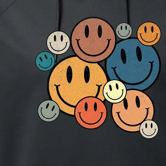 70s Retro Smile Face Cute Happy Peace Smiling Face Performance Fleece Hoodie