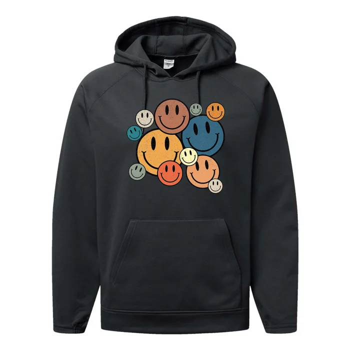 70s Retro Smile Face Cute Happy Peace Smiling Face Performance Fleece Hoodie