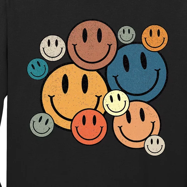 70s Retro Smile Face Cute Happy Peace Smiling Face Tall Long Sleeve T-Shirt