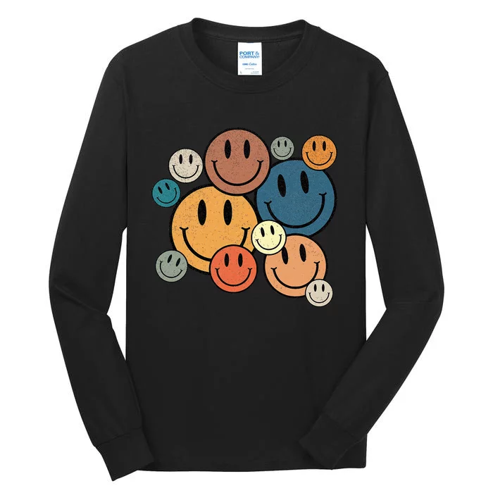 70s Retro Smile Face Cute Happy Peace Smiling Face Tall Long Sleeve T-Shirt