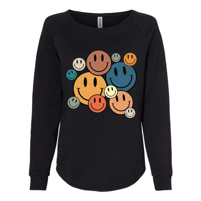 70s Retro Smile Face Cute Happy Peace Smiling Face Womens California Wash Sweatshirt