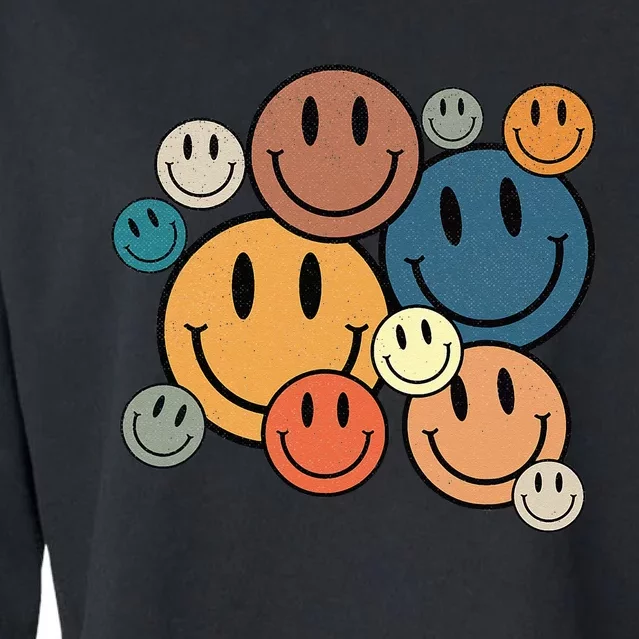 70s Retro Smile Face Cute Happy Peace Smiling Face Cropped Pullover Crew