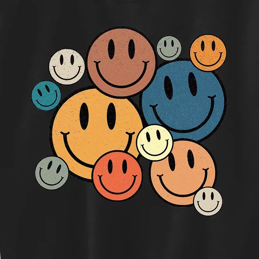 70s Retro Smile Face Cute Happy Peace Smiling Face Kids Sweatshirt