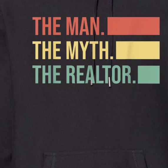 70s Retro The Man Myth Realtor Real Estate Agent Broker Premium Hoodie