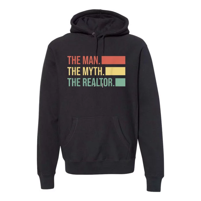 70s Retro The Man Myth Realtor Real Estate Agent Broker Premium Hoodie