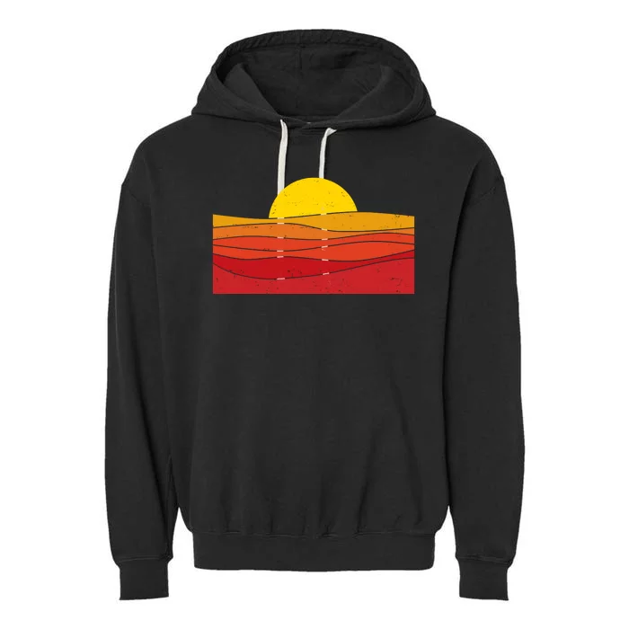 70s Retro Vintage Sunset Garment-Dyed Fleece Hoodie