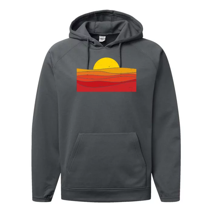 70s Retro Vintage Sunset Performance Fleece Hoodie