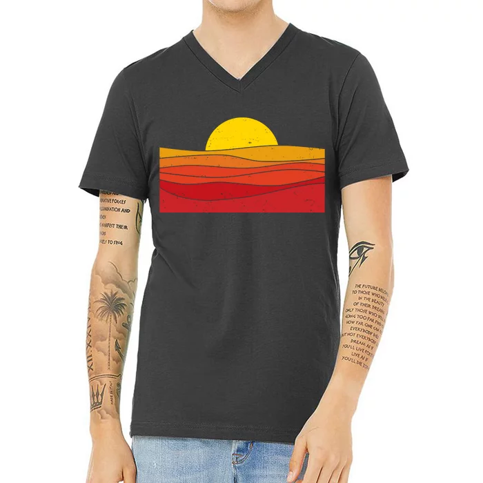 70s Retro Vintage Sunset V-Neck T-Shirt