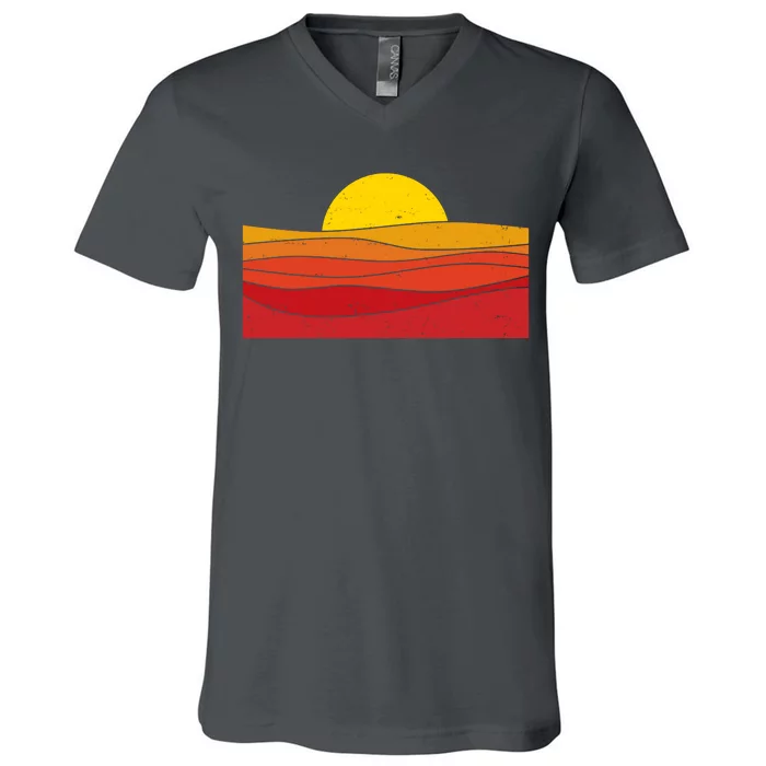 70s Retro Vintage Sunset V-Neck T-Shirt