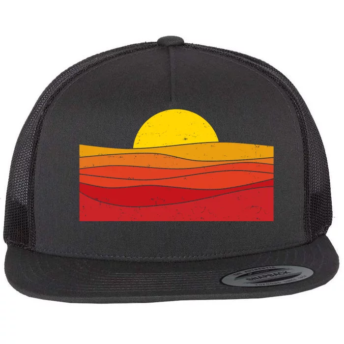 70s Retro Vintage Sunset Flat Bill Trucker Hat