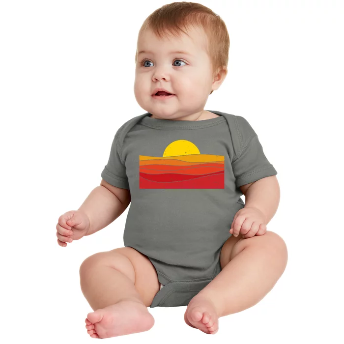 70s Retro Vintage Sunset Baby Bodysuit