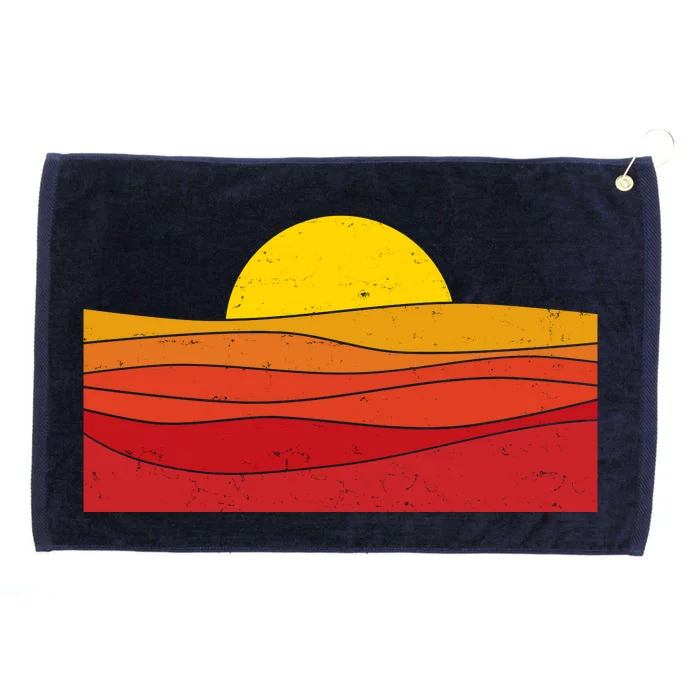 70s Retro Vintage Sunset Grommeted Golf Towel