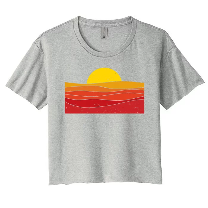 70s Retro Vintage Sunset Women's Crop Top Tee