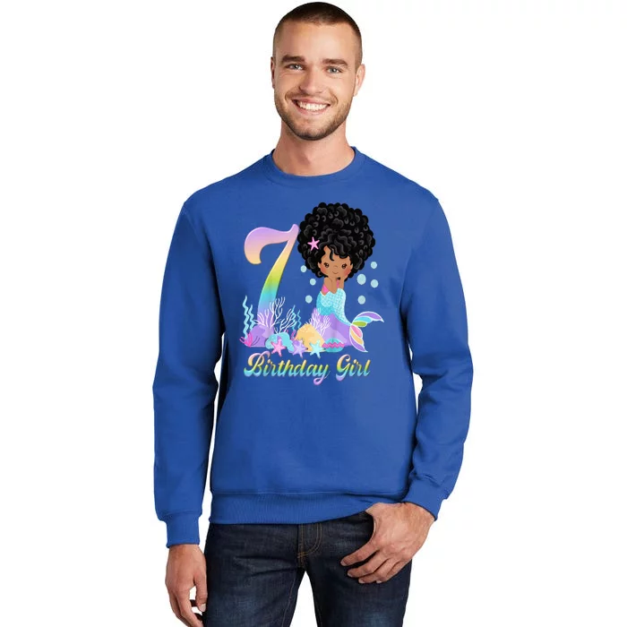 7th Seven African American Mermaid Birthday 7 Year Old Sweatshirt