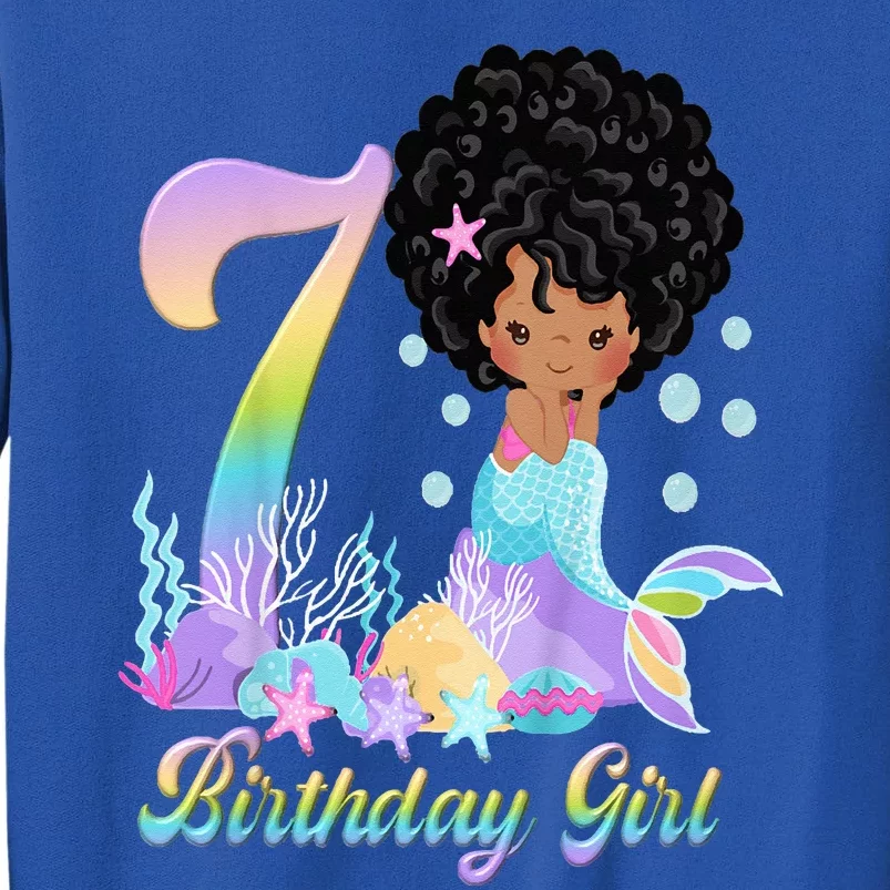 7th Seven African American Mermaid Birthday 7 Year Old Sweatshirt