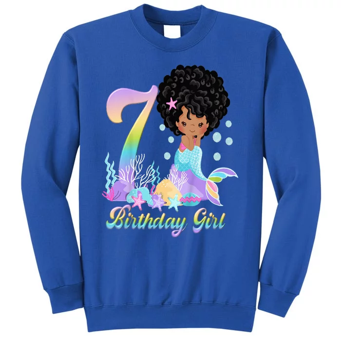 7th Seven African American Mermaid Birthday 7 Year Old Sweatshirt