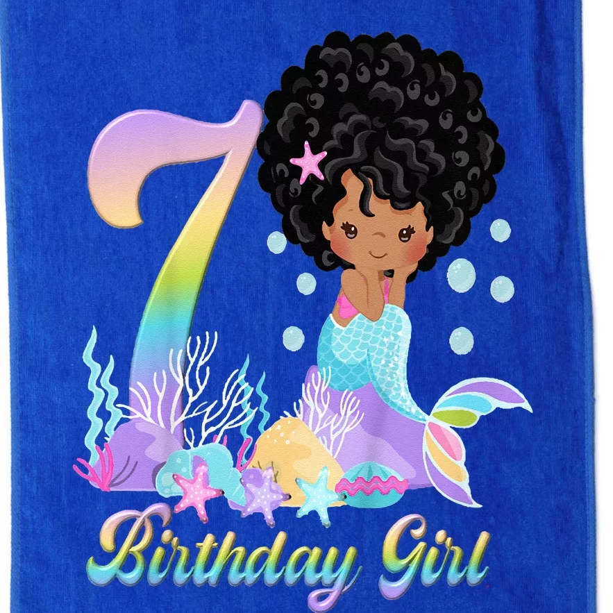 7th Seven African American Mermaid Birthday 7 Year Old Platinum Collection Golf Towel