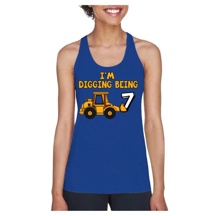 7th Birthday I'm Digging Being Seven Women's Racerback Tank