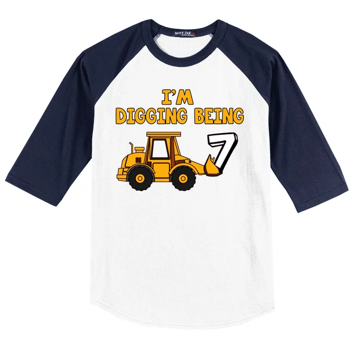 7th Birthday I'm Digging Being Seven Baseball Sleeve Shirt